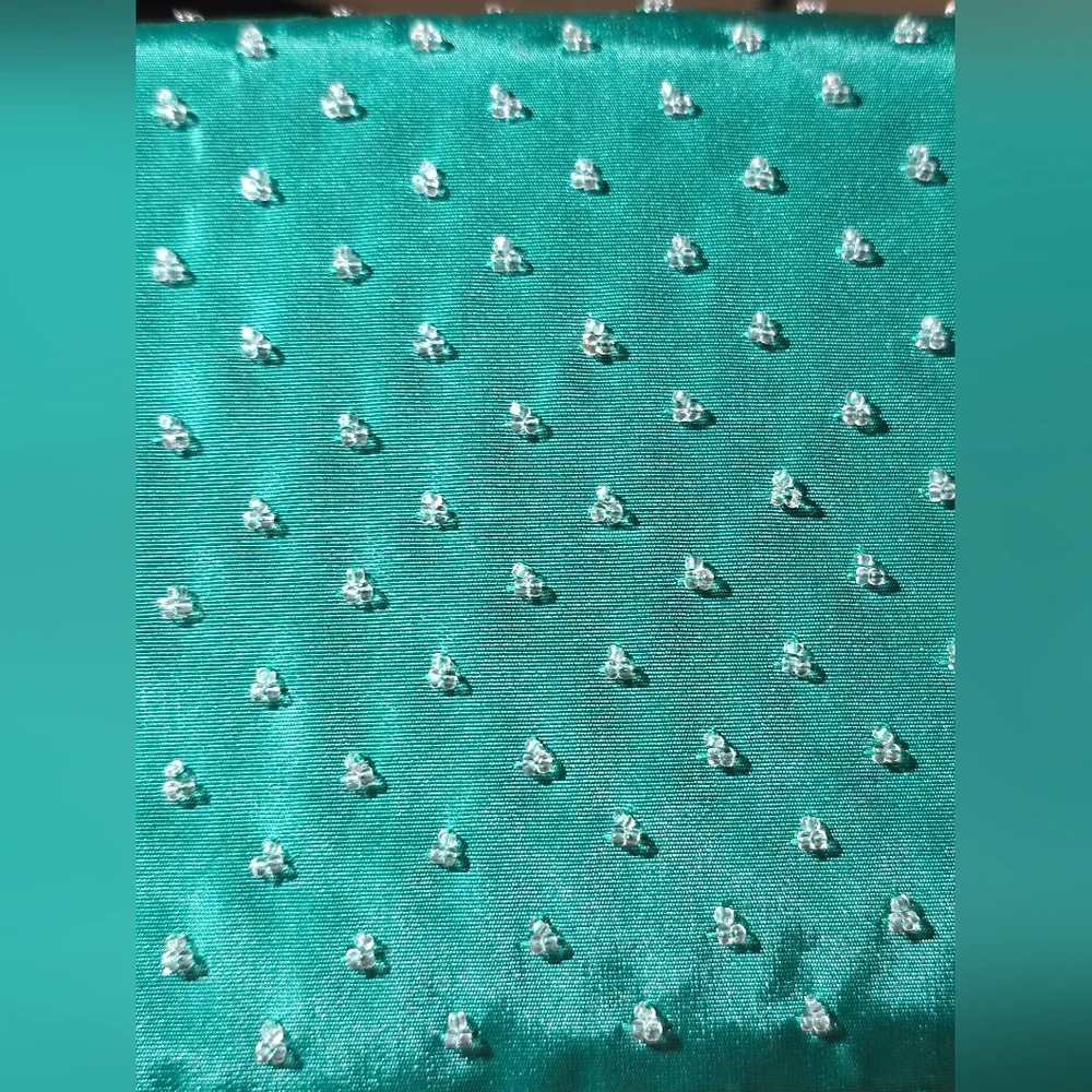 Vintage 60s Handmade Teal Hong Kong Floral Beaded Clutch Purse